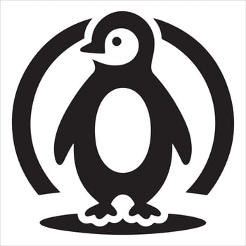 Perfect for T-shirt graphics, the Penguin High Quality Graphic Logo is an animated image. vector