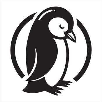 Penguin Graphic Illustration of a Flat and Minimalist Logo vector