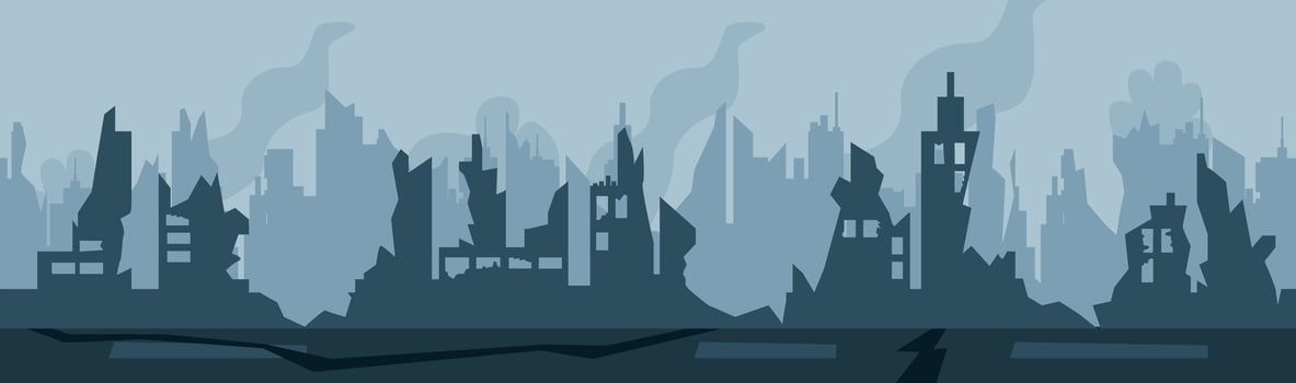Destroyed city concept landscape background vector