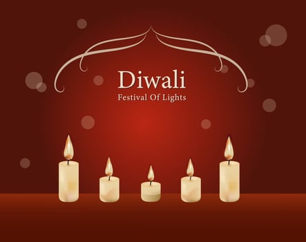 diwali candle light on decorate background vector
