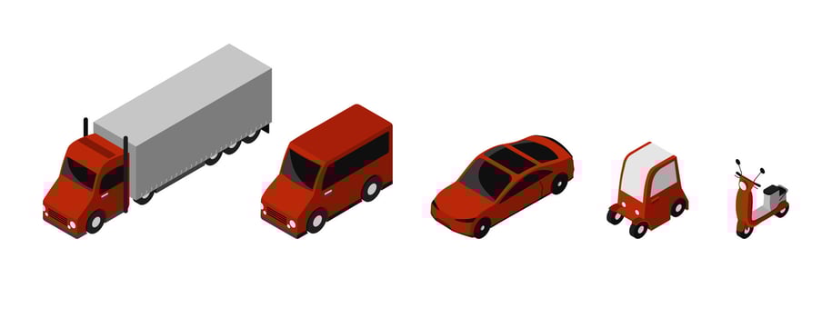Isometric car set. 3d car icons vector