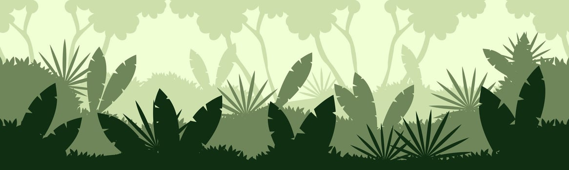 tropical rainforest Jungle silhouette background vector