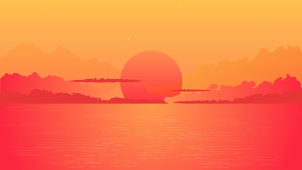 Lonely woman silhouette on sunset. Alone dreamy girl looking at orange sunset with a sailing ship among clouds on sea pier illustration person loneliness pensive depression. vector