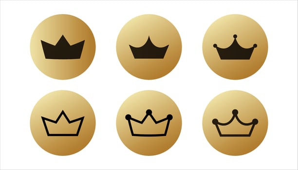 Golden stickers with crowns set vector