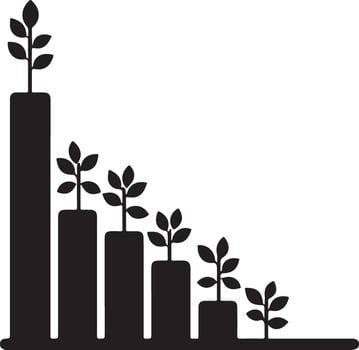 Unique Growth Graph Silhouette Design for Creative Projects vector