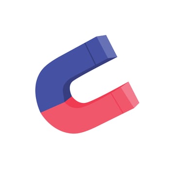 Red blue magnetic horseshoe. Polarity object for magnetism vector