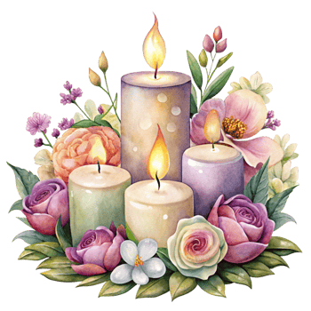 Romantic Flowers and Candlelight Decor png