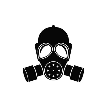 Black defence respirator icon. Gas mask with biological filters vector