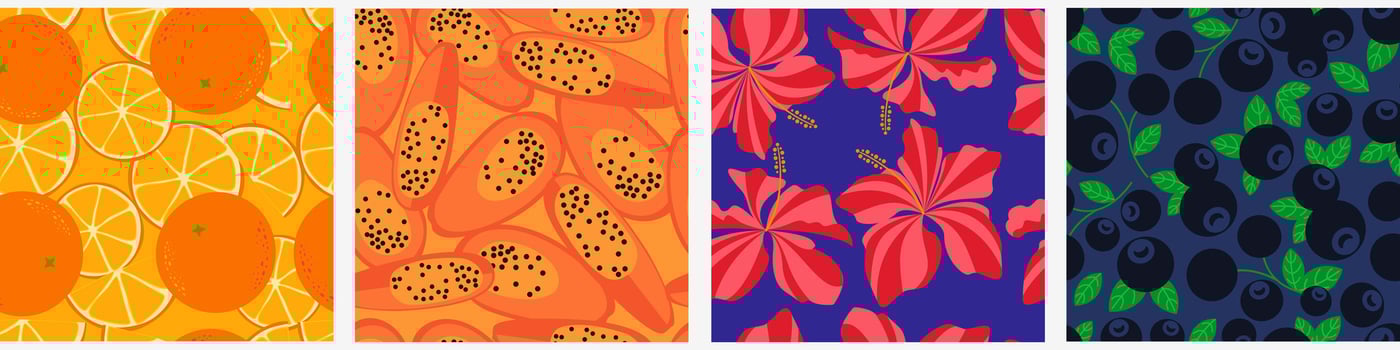 Floral and fruit seamless pattern vector