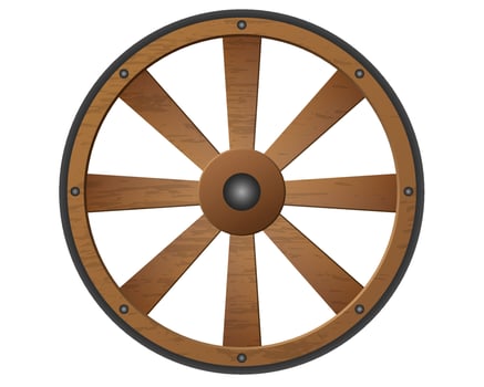Wooden wheel 3d realistic vector