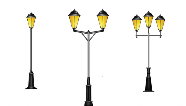 Vintage street lights. Spotlight in glass bells vector