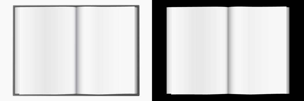 Open empty book journal template vector