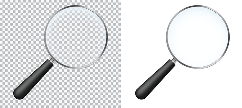 Optical magnifying glass set. Scaling and exploring tool vector