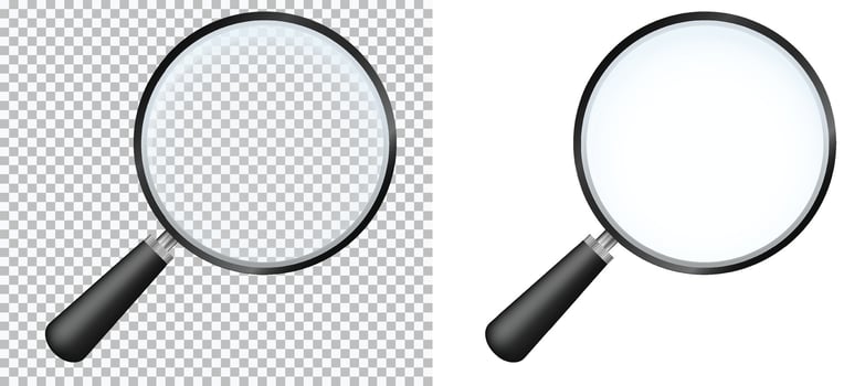 Realistic magnifying glass. Optical scaling and exploring tool vector