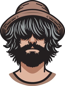 Shaggy hair boy hand drawn design art vector