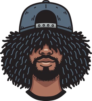 Shaggy hair boy wearing hat vector