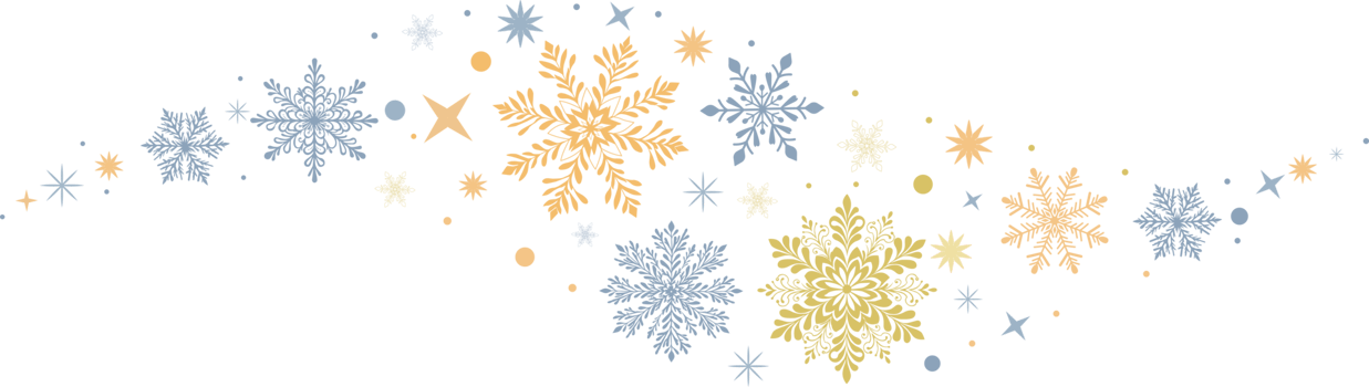 A winter-themed abstract border with blue and gold tones and snowy elements resembling Coral grass. Happy New Year and Merry Christmas concept. png