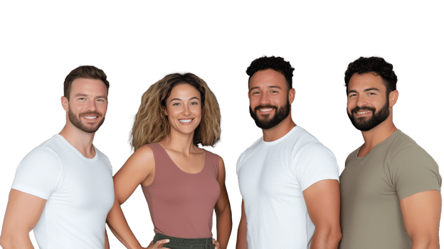 Group of diverse friends smiling together isolated on transparent background png