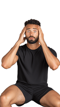Man with surprised expression holding head isolated on transparent background png
