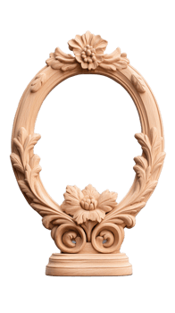Ornate decorative mirror with floral carvings isolated on transparent background png