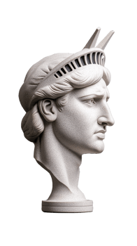 Bust of ancient Roman statue isolated on transparent background png