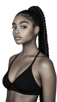 Young woman with braided hair wearing black top isolated on transparent background png