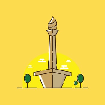 The monument is in the middle of a yellow background vector