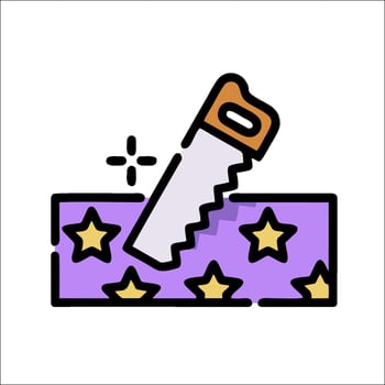 A purple and white star pattern with a knife on top vector