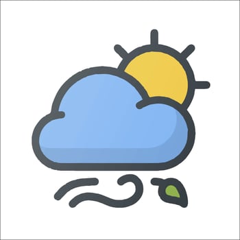 A cloud with a sun and a leaf on it vector