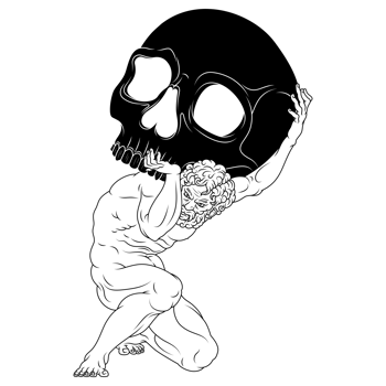 A drawing of a skeleton holding a skull png