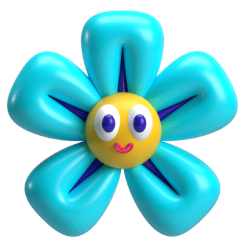 Flower with Cartoon Face 3D Element png