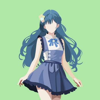 fashionable long haired faceless girl in anime style cosplay suit vector
