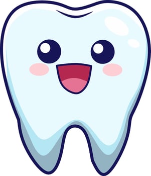 Adorable cartoon tooth character with cute smile. Perfect for kids health education. vector
