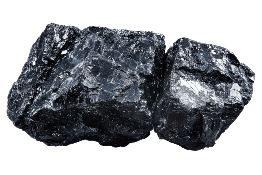 High-resolution image of a raw black coal piece with a rough texture, perfect for energy or mining-related projects and educational materials. png