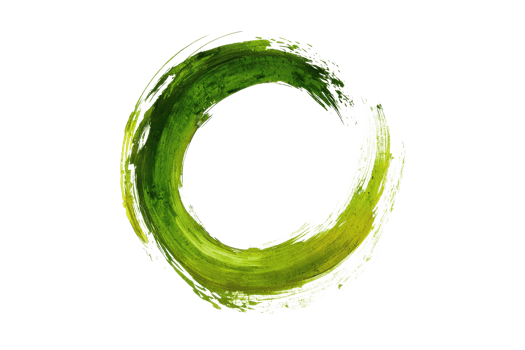 Vibrant green circular brushstroke on transparent background. symbolizing nature and harmony. Ideal for designs emphasizing balance and sustainability. png