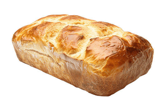 Freshly baked loaf of golden brown bread, perfect for breakfast or baking projects. Crisp and fluffy texture, ideal for stock photo use. png