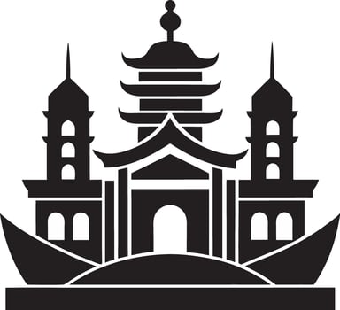 Black Color Macau Silhouette Illustration, Solid White Background. vector