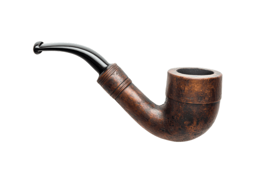 Vintage wooden smoking pipe isolated on transparent background. featuring a classic curved design and intricate details, perfect for collectors. png
