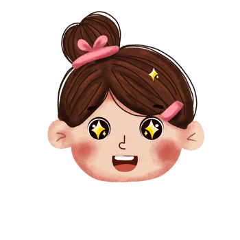 A girl with a pink ponytail and stars on her face png