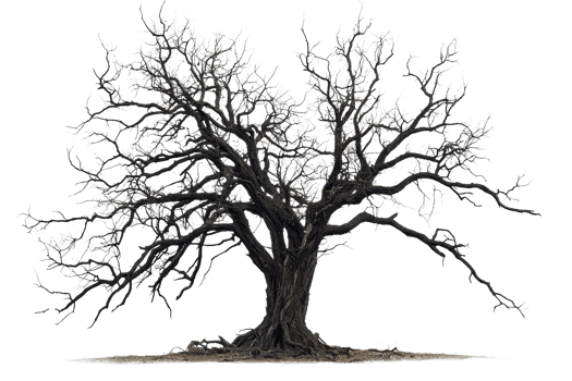 Majestic blooming tree in spring with dense branches and delicate blossoms, isolated on transparent background. png