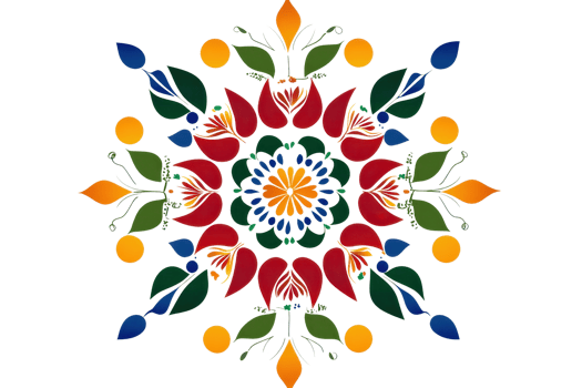A vibrant, colorful floral mandala pattern with intricate symmetrical design, ideal for artistic and decorative use. png
