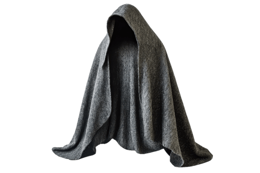 A mysterious figure draped in a dark cloak, conveying an eerie and mystical atmosphere. Perfect for fantasy or horror-themed projects. png