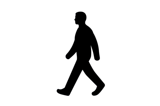 Silhouette of a person walking. Minimalist design, black figure symbol on a transparent background, versatile for various uses. png
