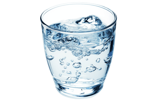 Closeup of a clear glass filled with sparkling water, showcasing refreshing bubbles against a transparent background. png
