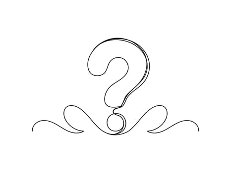 Question mark continuous one line drawing isolated illustration. vector