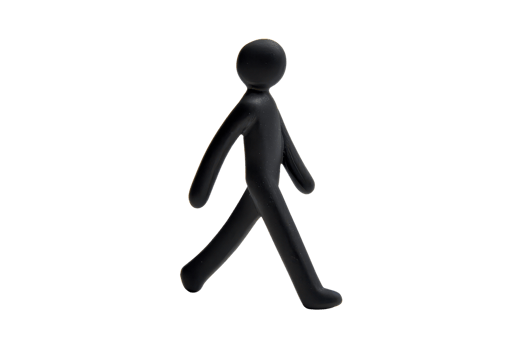 A black stick figure walking. Perfect for animations, presentations, or educational materials. png