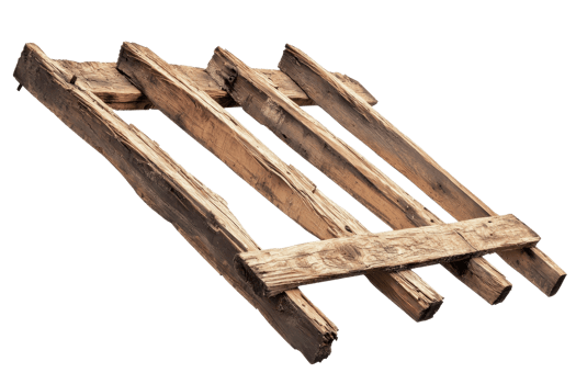 Rustic wooden ladder isolated on transparent background. showcasing rough texture and aged wood. Ideal for woodworking, rustic decor, or vintage themes. png