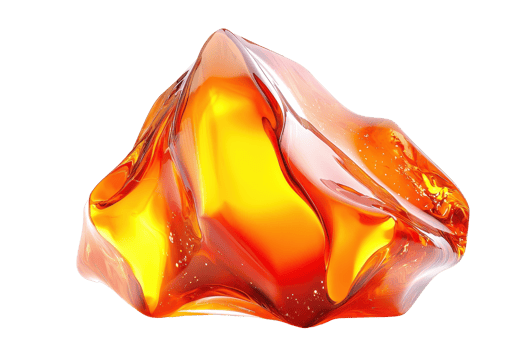 Vivid orange gemstone in abstract shape, isolated on transparent background. High-quality stock photo for jewelry design and creative projects. png