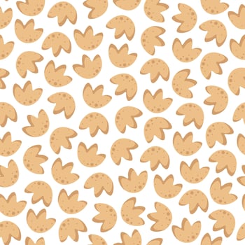 Seamless pattern with dinosaur footprints. Repeating background with paw prints. Abstract background for fabric, wallpaper, wrapping paper, scrapbooking, etc. vector