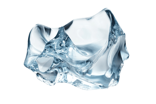 Close-up of a crystal-clear ice cube isolated on a transparent background. showcasing its unique shape and clarity. png